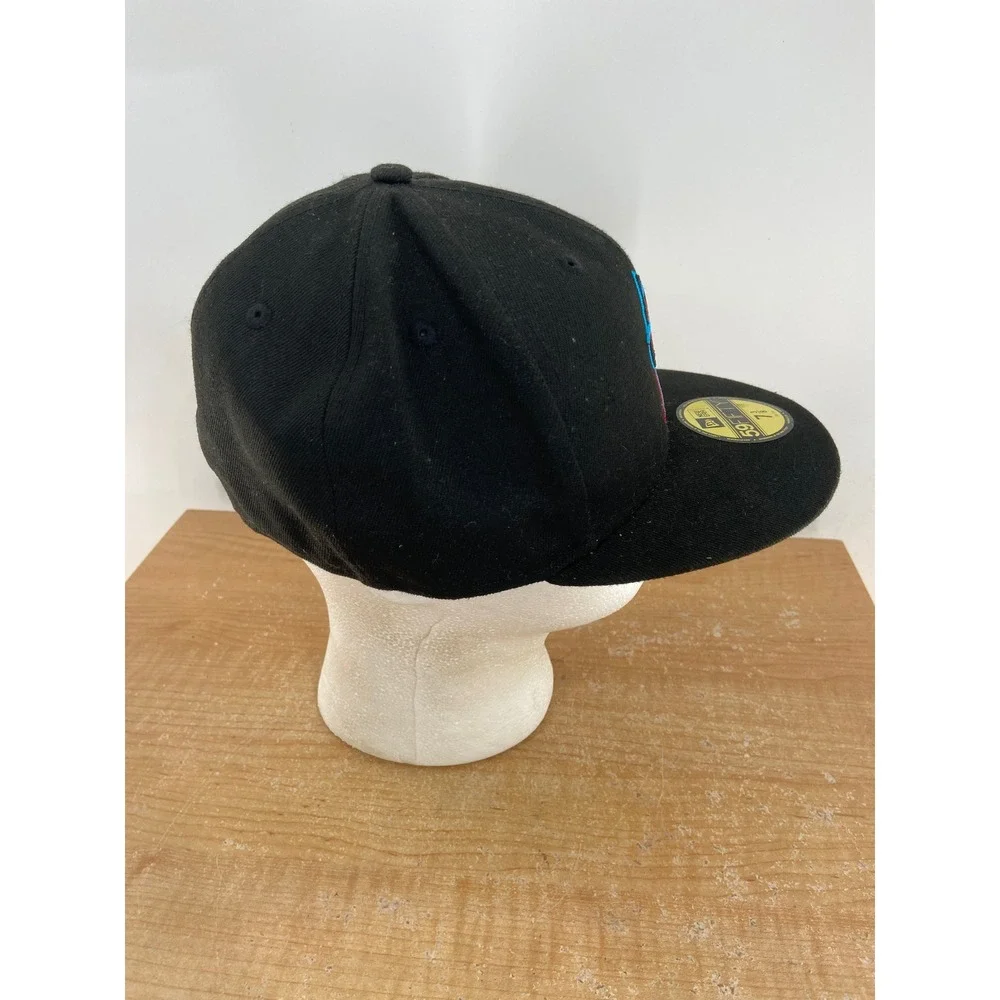 New Era 59FIFTY Miami Marlins MLB Fitted Hat Black Blue Size 7 3/8 Baseball Cap
